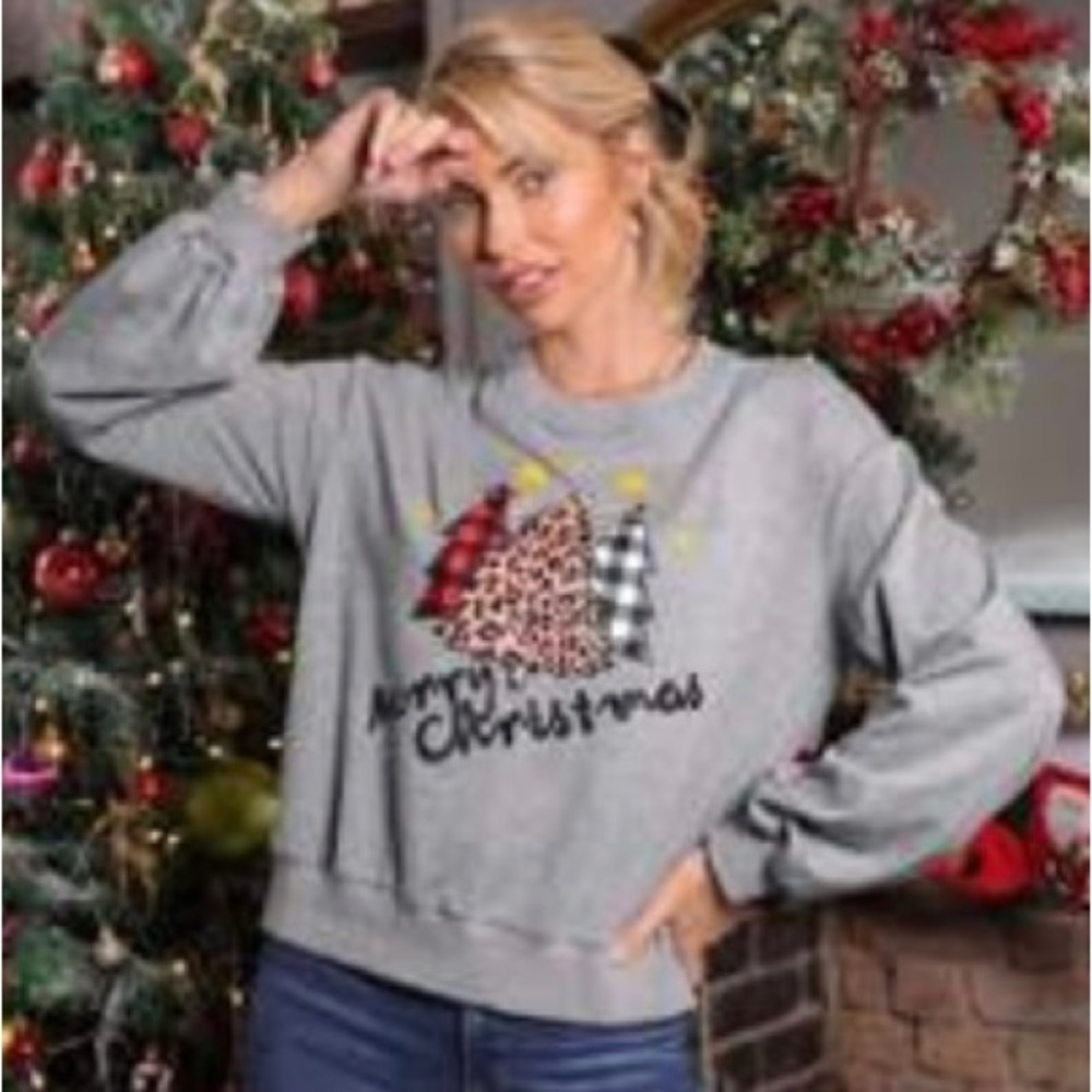 Christmas pullover, size small, with balloon sleeves